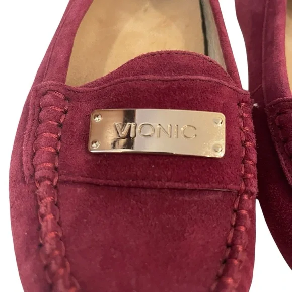 Vionic Women's Sydney Red Suede Leather Loafers Slip On Shoes - Picture 3 of 6